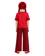 Princess Red Outfit Heart Printed T-shirt and Flared Pants for Kids Adults Dress Up Party Loungewear