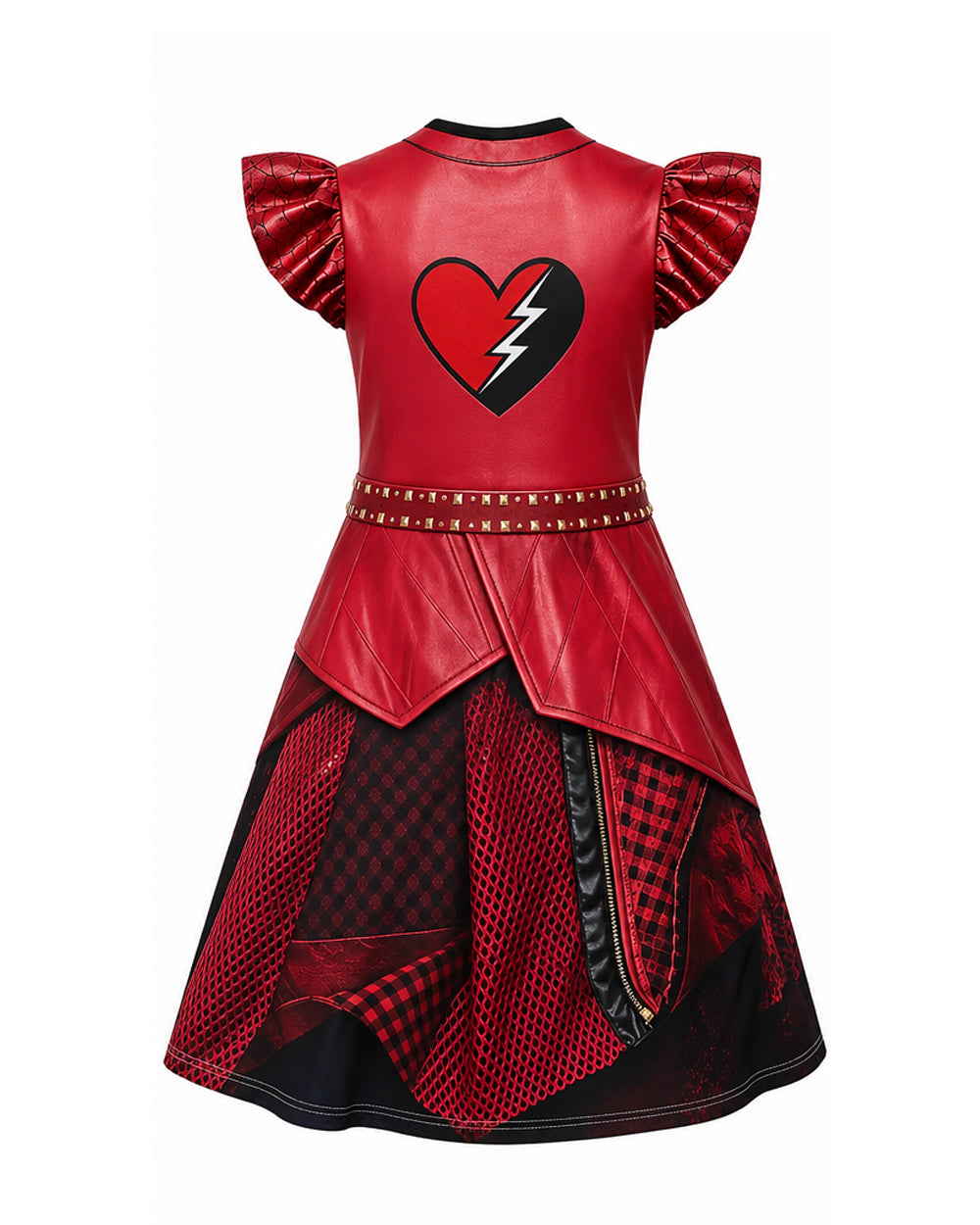 Girls Wonderland Red Princess Costume 3D Print Pink Princess Chloe Dress and Bag for Dress-up Party