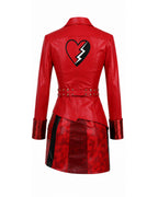 Women Red Princess Costume PU Leather Jacket Skirt Pants and Accessories 5pcs Suit for Halloween Carnival