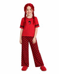 Princess Red Outfit Heart Printed T-shirt and Flared Pants for Kids Adults Dress Up Party Loungewear