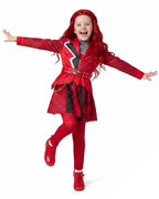 Girls Red Princess Outfit Gothic Jacket Pants and Skirt Full Set for Halloween Role Play