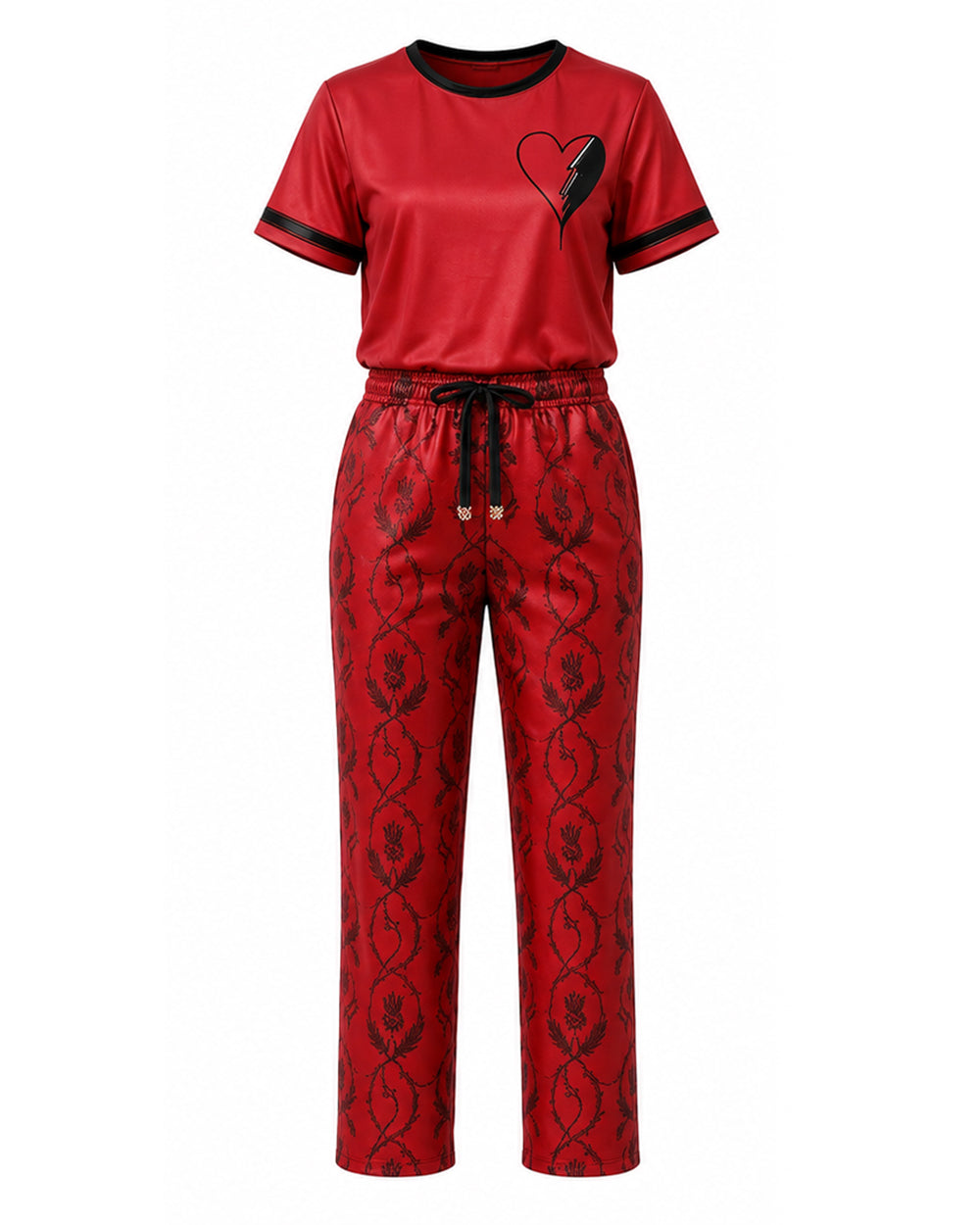 Red Princess Costume Loose Style Shirt and Pants 2pcs Suit for Kids Adults Cosplay Loungewear and Daily Wear