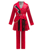 Girls Red Princess Outfit Gothic Jacket Pants and Skirt Full Set for Halloween Role Play