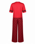 Princess Red Outfit Heart Printed T-shirt and Flared Pants for Kids Adults Dress Up Party Loungewear
