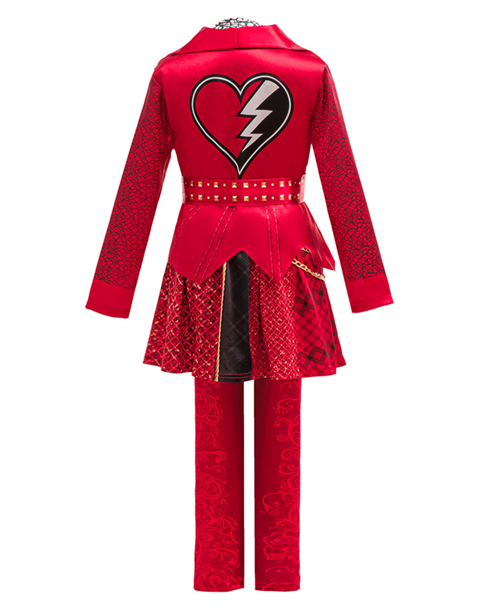 Girls Red Princess Outfit Gothic Jacket Pants and Skirt Full Set for Halloween Role Play