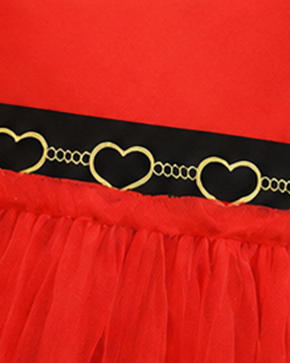 Girls Red Princess Dress Heart Print Flutter Sleeve Layered Tulle Dress for Halloween Cosplay