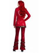 Red Princess Dress Descendents PU Leather Jacket Skirt and Pants Full Set for Girls Women Halloween Carnival