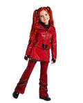 Red Princess Dress Movie 5 PU Leather Jacket Skirt and Pants Full Set for Girls Women Halloween Carnival