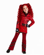Red Princess Dress Movie 5 PU Leather Jacket Skirt and Pants Full Set for Girls Women Halloween Carnival