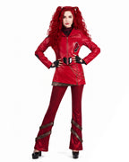 Red Princess Dress Movie 5 PU Leather Jacket Skirt and Pants Full Set for Girls Women Halloween Carnival