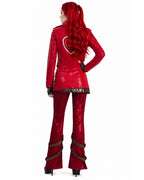Red Princess Dress Movie 5 PU Leather Jacket Skirt and Pants Full Set for Girls Women Halloween Carnival
