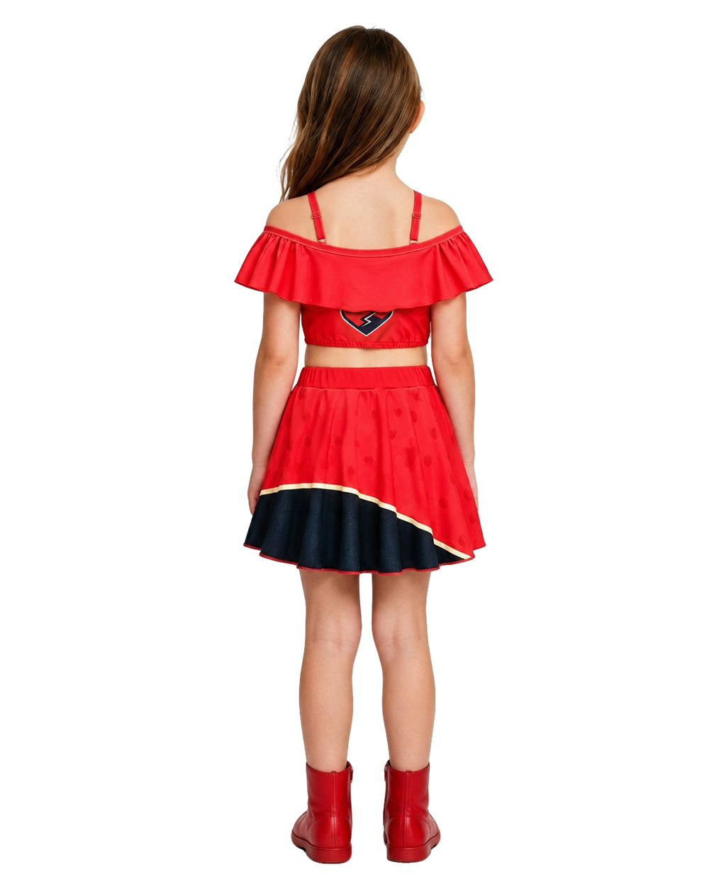 Baby Girls Red Princess Swimsuit Wonderland Pink Prinecess Chloe Princess Swim Top Skirt and Cap for Vacation