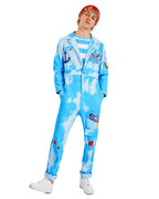 Royal Sailor Twin Costume Blue Jumpsuit with Striped Shirt and Hat for Kids Adults Halloween Cosplay Party