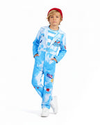 Royal Sailor Twin Costume Blue Jumpsuit with Striped Shirt and Hat for Kids Adults Halloween Cosplay Party
