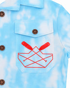 Royal Sailor Twin Costume Blue Jumpsuit with Striped Shirt and Hat for Kids Adults Halloween Cosplay Party