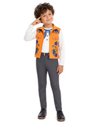 Luis Cosplay Costume Orange Vest and Jumpsuit 2pcs Set for Kids Adutls Halloween Dress-Up Play