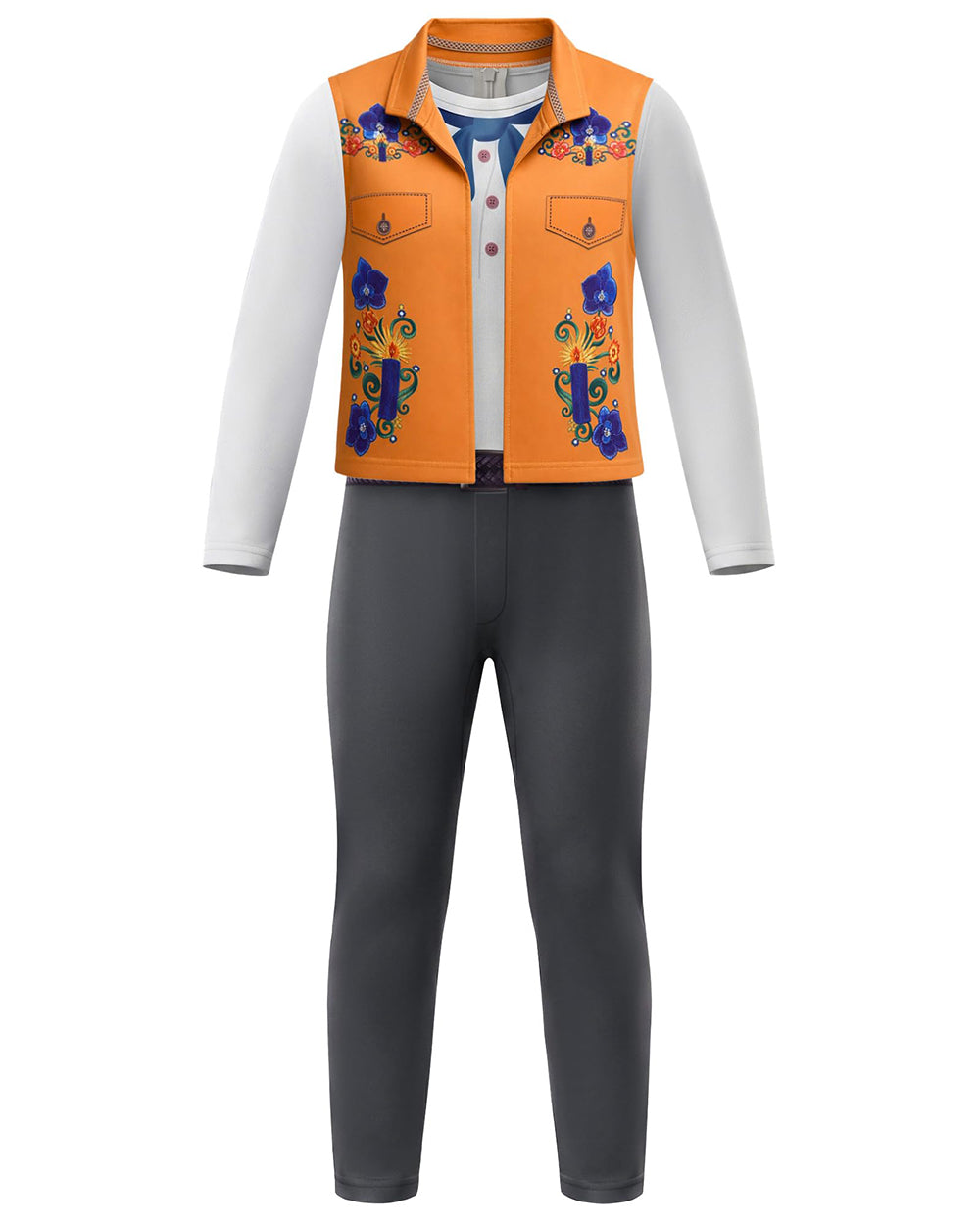 Luis Cosplay Costume Orange Vest and Jumpsuit 2pcs Set for Kids Adutls Halloween Dress-Up Play