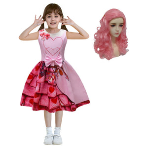 Queen of Hearts Outfit Princess Bridget Pink Dress 2024 Movie Cosplay Costume 3-10 Years