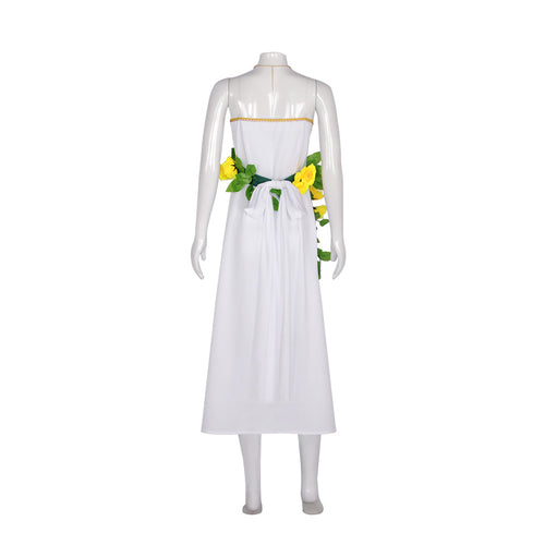 Adult Aerith Cosplay Costume FF7 Remake Aerith Gainsborough Dress Floriation and Necklace Full Set