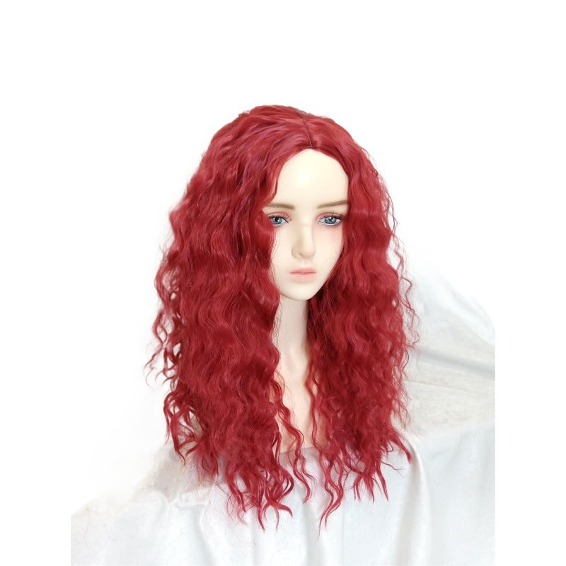 Girls Princess Dress 2024 Movie Red Costume with Long Red Wig for Dress Up Party