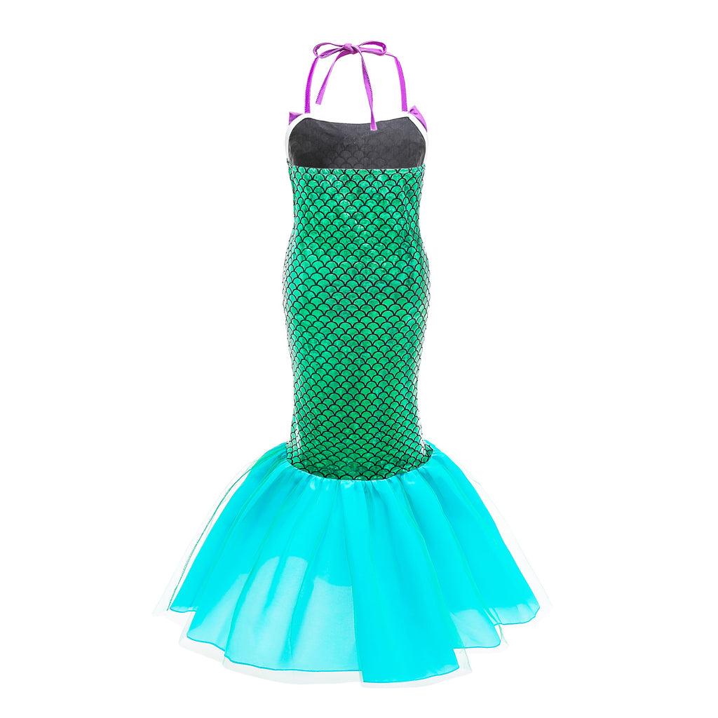 Kids Mermaid Dress Beach Vacation Sundress Girl's Mermaid Shimmering Slip Dress Party Princess Dress Up Costume