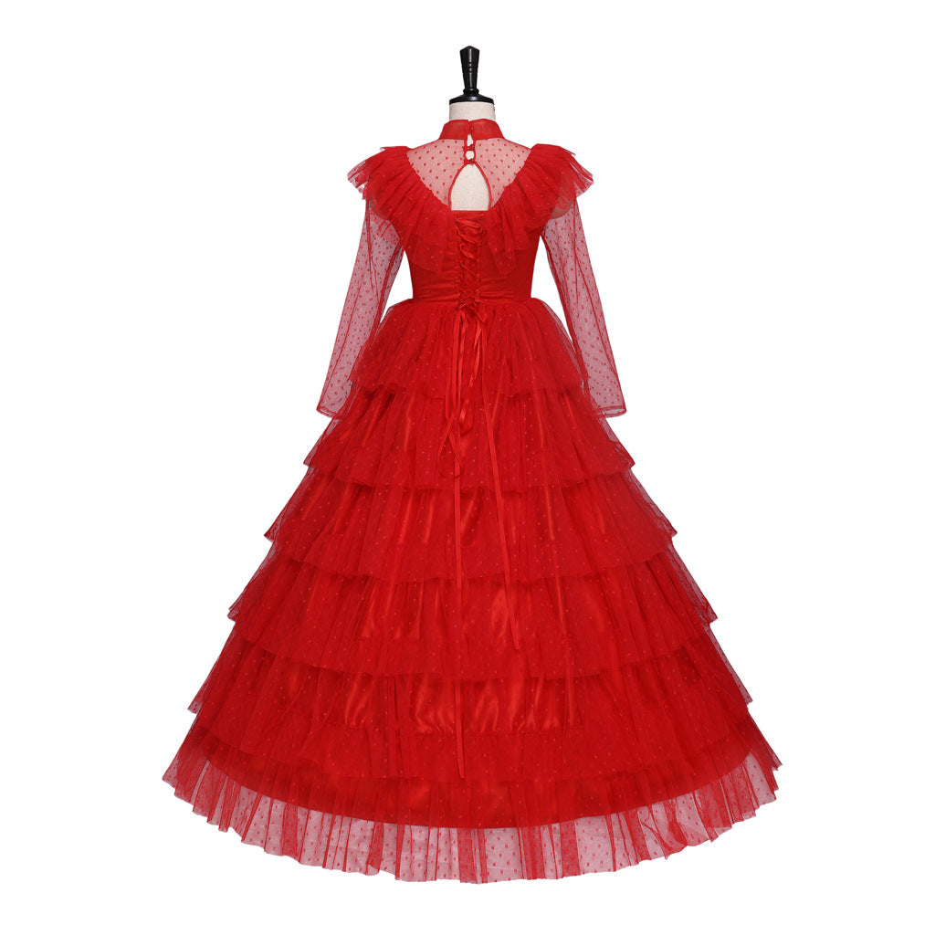 Women Lydia Deetz Costume Red Wedding Dress Horror Movie Beetle Bride Sun Baby Women Lydia Deetz Costume Red Wedding Dress Horror Movie Beetle Bride Sun Baby