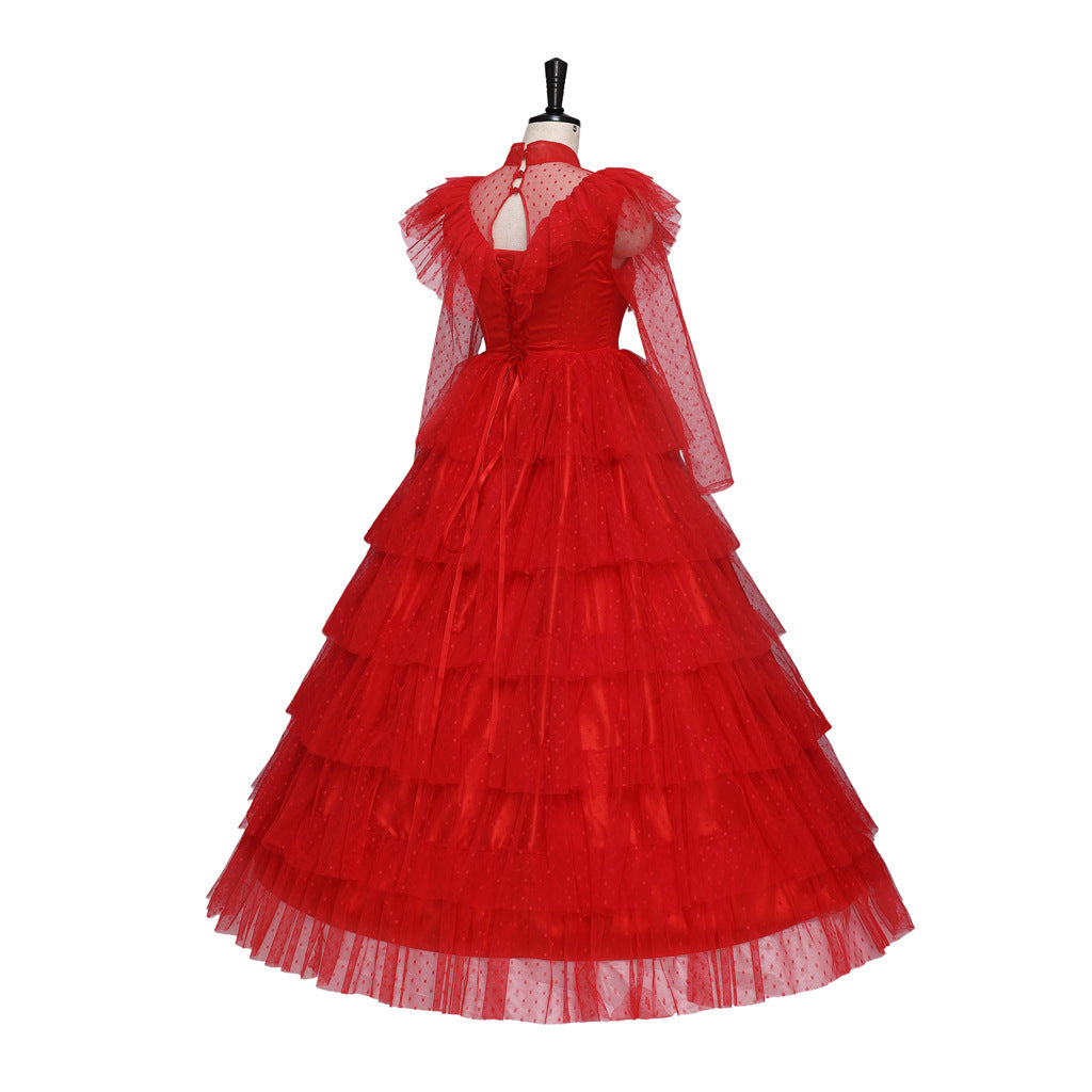 Women Lydia Deetz Costume Red Wedding Dress Horror Movie Beetle Bride Sun Baby Women Lydia Deetz Costume Red Wedding Dress Horror Movie Beetle Bride Sun Baby