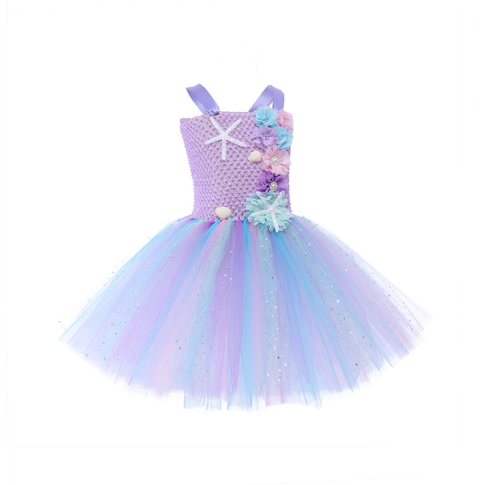 Girls Princess Mermaid Dress with Headband Birthday Party Costume