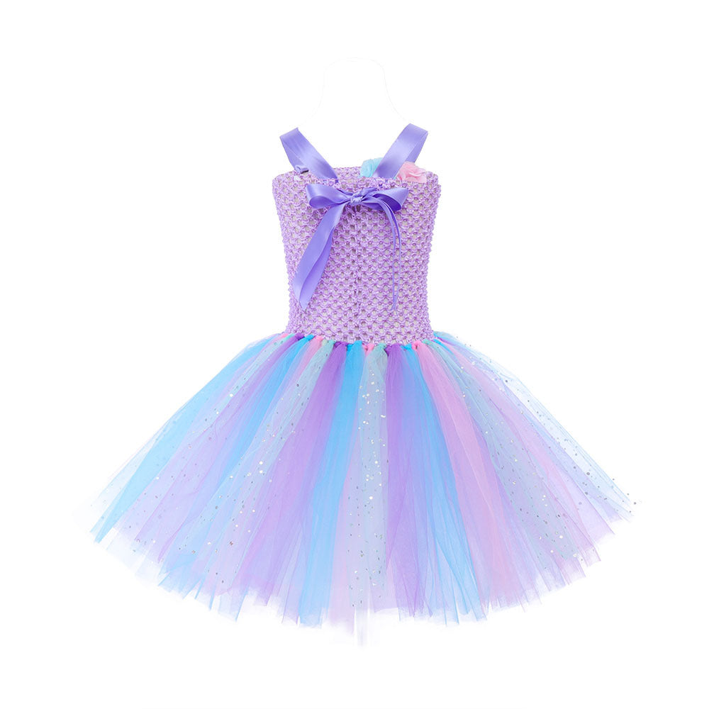 Girls Princess Mermaid Dress with Headband Birthday Party Costume