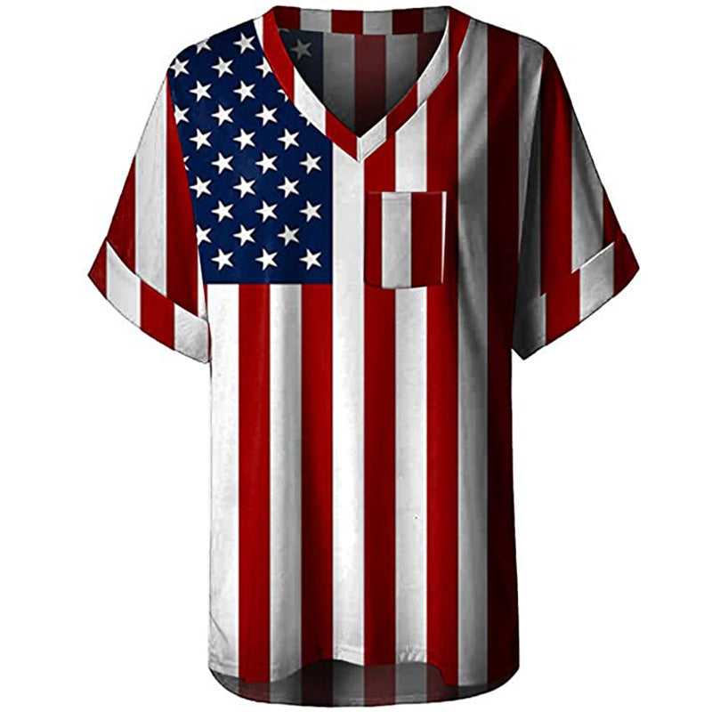 Women American Flag Shirt Classic 4th of July Tee Ladies Independent Day Outfits for Parade