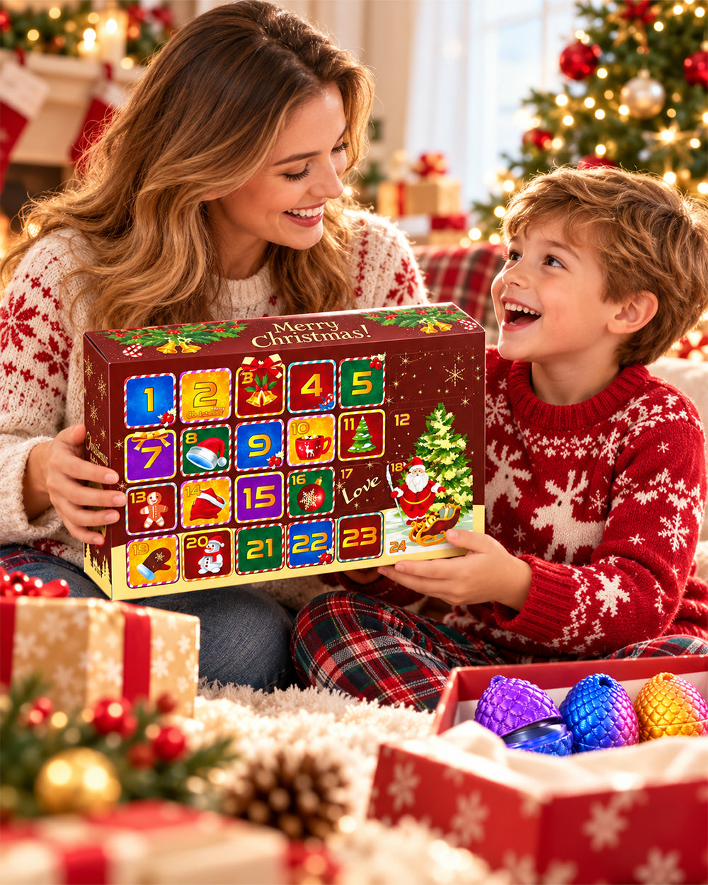 2026 Dinosaur Advent Calendar 24-Day Christmas Countdown Toy Set with 3D Printed Surprise Dragon Eggs for Kids