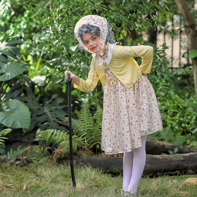 Girls 100 Days of School Old Lady Costume Grandma Cosplay Outfit Dress –  Sun Baby