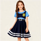 Girls Cute Bunny Dress Blue Police Costume Judy Dress-up Outfit for Cosplay Carnival