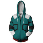 Adult Mirio Costume Hawks Hero Zip-up Hoodie Green Deku Sweatshirt for Cosplay