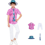 Nick Outfit Pink Shirt Pants Hat and Tie Costume Set for Vacation Cosplay