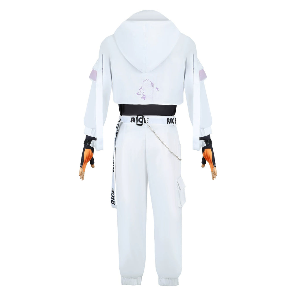 IDV Game Prisoner Uniform Men Cosplay Costume White Outfit with Headphone Full Set