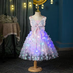 Girls Glow Party Dress Light Up Butterfly Tulle Gown with 3D Wing Sparkly Fairy Costume with Colorful Lights