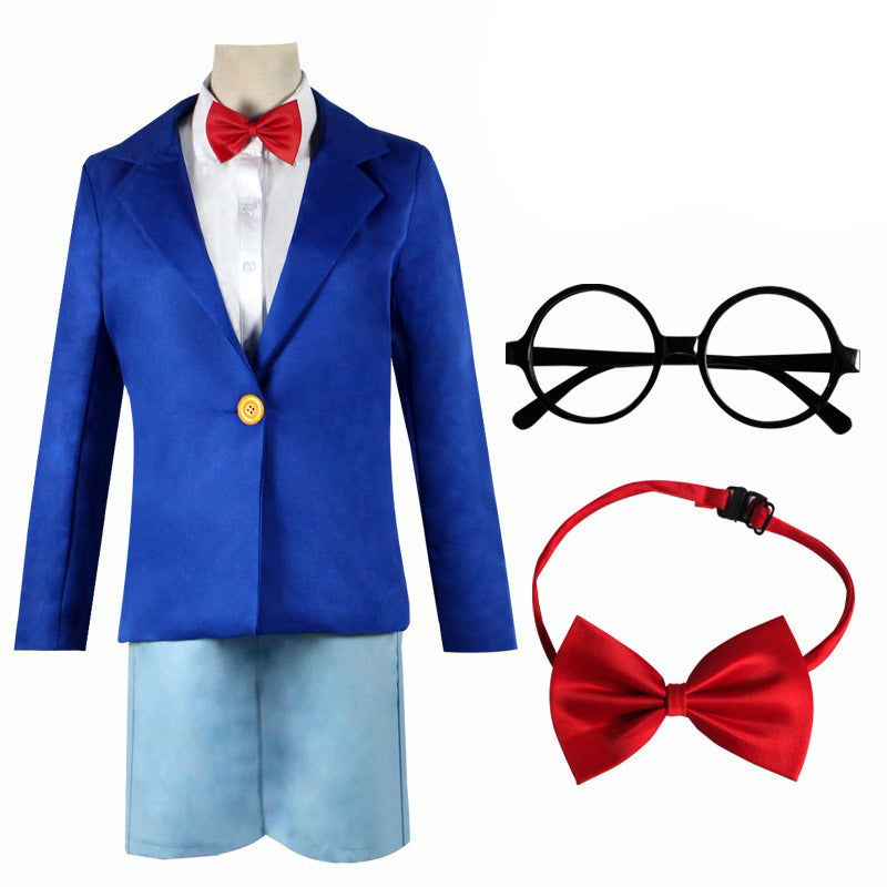 Kids Blue School Uniform Anime Case Closed Little Detective Suit for Cosplay
