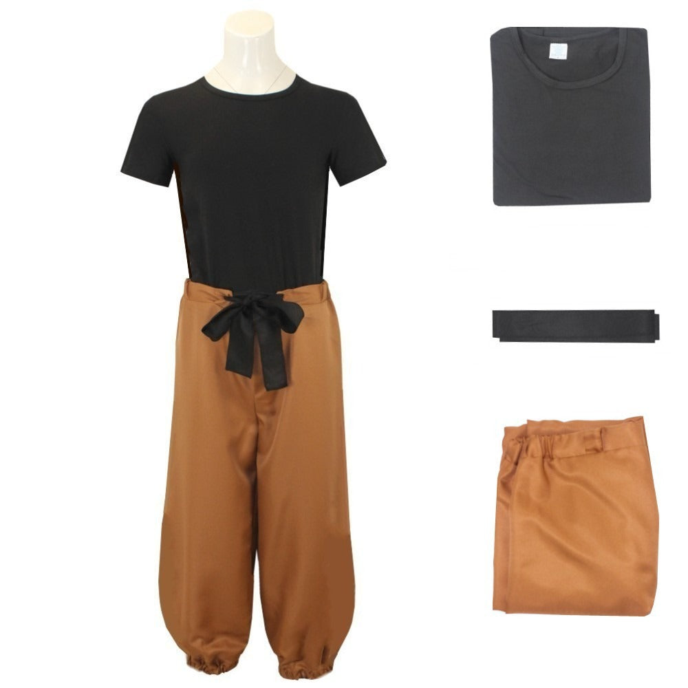 Adult Toji Cosplay Outfit Black Shirt Pants With Belt Full Set for Themed Party