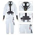 IDV Game Prisoner Uniform Men Cosplay Costume White Outfit with Headphone Full Set
