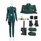 Women Yelena Belova Costume PU Leather Green Jumpsuit with Accessories for Cosplay