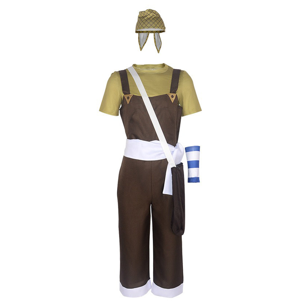 Mens Usopp Cosplay Costume Dark Brown Uniform for Halloween Carnival