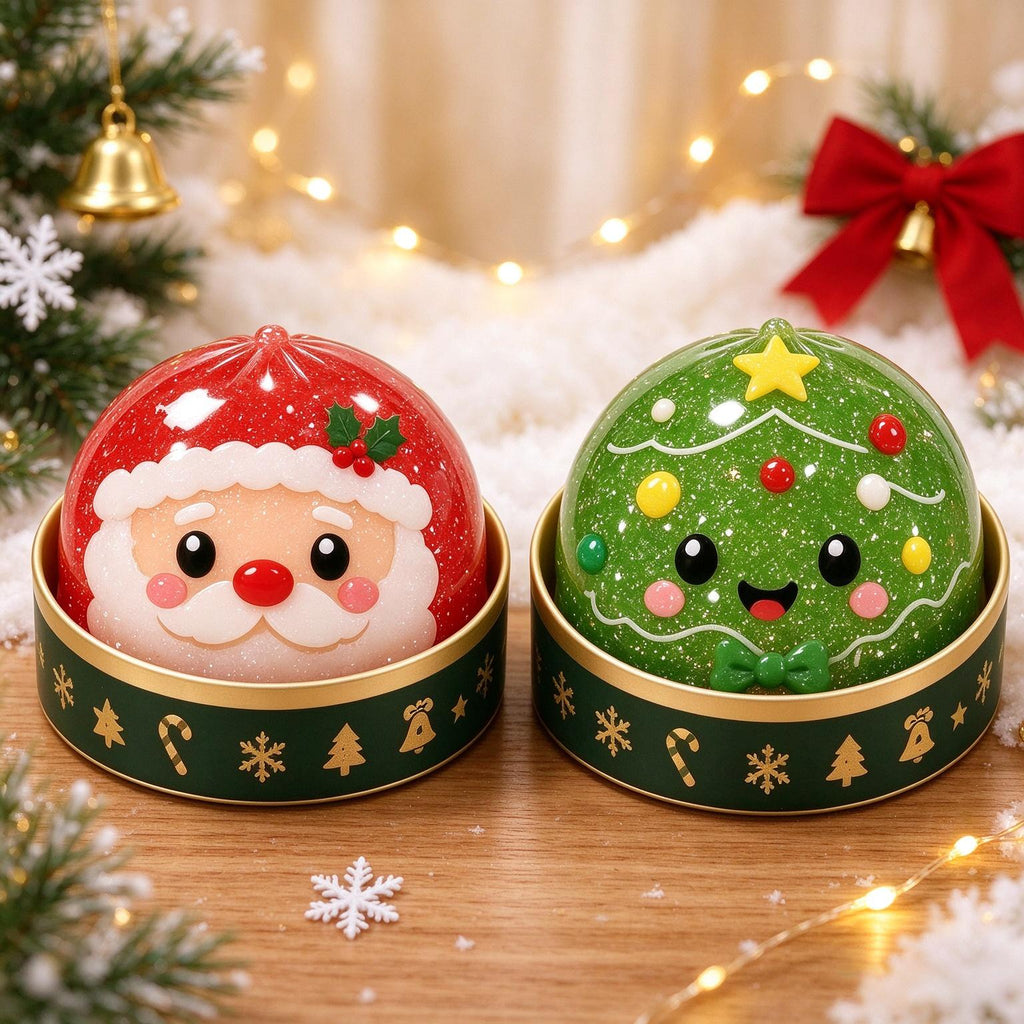 Christmas Dumpling Squishies with Steamer Box 6pcs Squeeze Fidget Toys Blind Box Collectible Gift