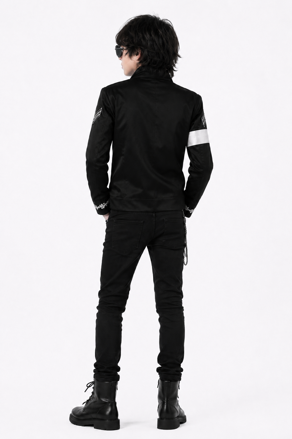 Pop Star Outfit Black Jacket Shirt and Pants 3pcs Suit for Kids Adults Halloween Cosplay Party