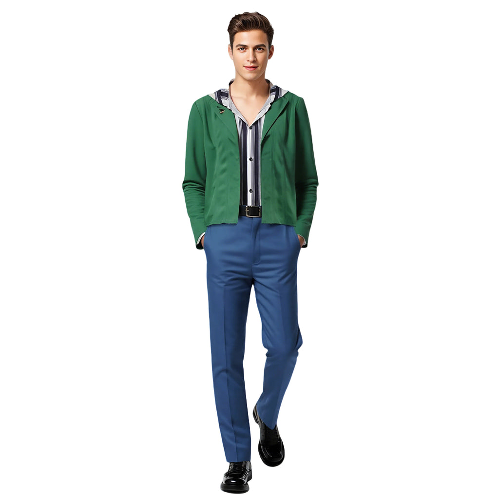 Mens Prince Outfit Jacket Pants Sweatshirt and Belt 4pcs Suit