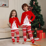 Matching Family Christmas Pajamas Red Festive Loungewear Causal Tops and Pants