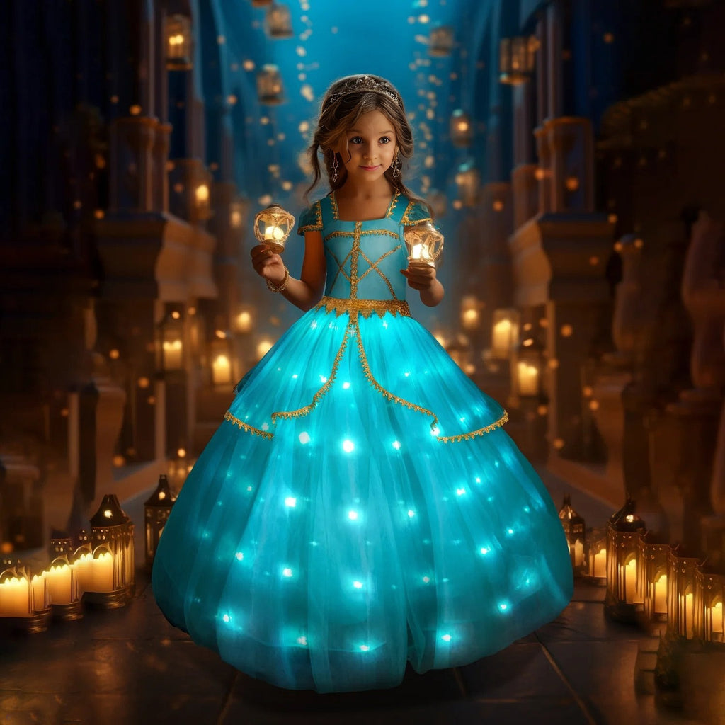 Princess Jasmine Costume Kids Jasmine Light Up Dress Fancy Birthday Dress