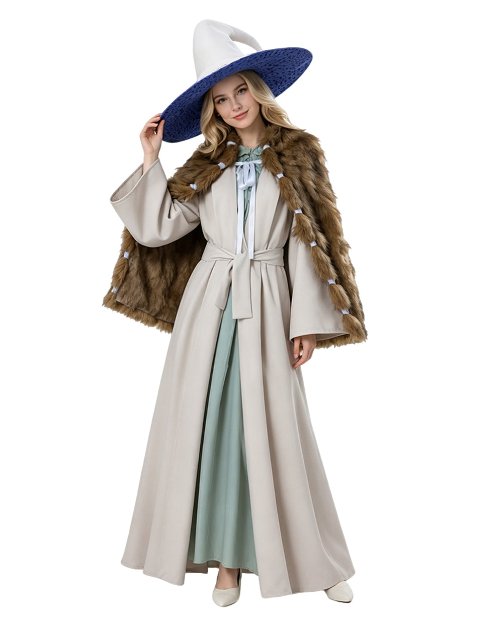 Women Ranni Cosplay Costume The Witch White Dress Cape and Hat Outfit for Halloween Carnival
