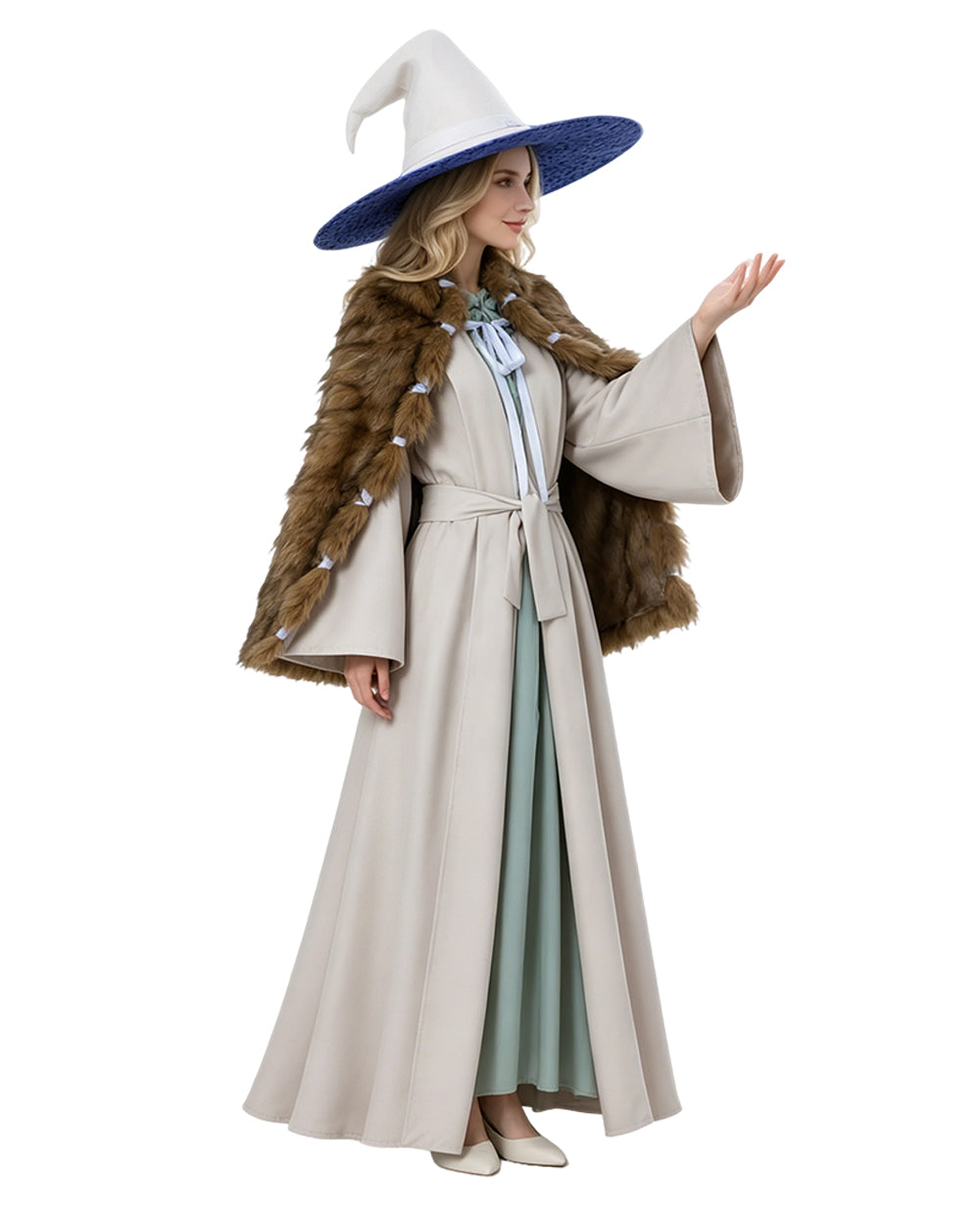 Women Ranni Cosplay Costume The Witch White Dress Cape and Hat Outfit for Halloween Carnival