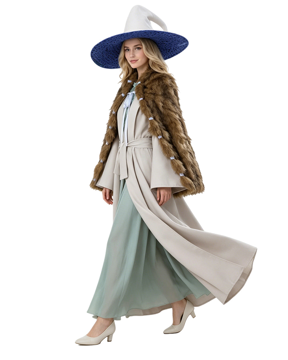 Women Ranni Cosplay Costume The Witch White Dress Cape and Hat Outfit for Halloween Carnival